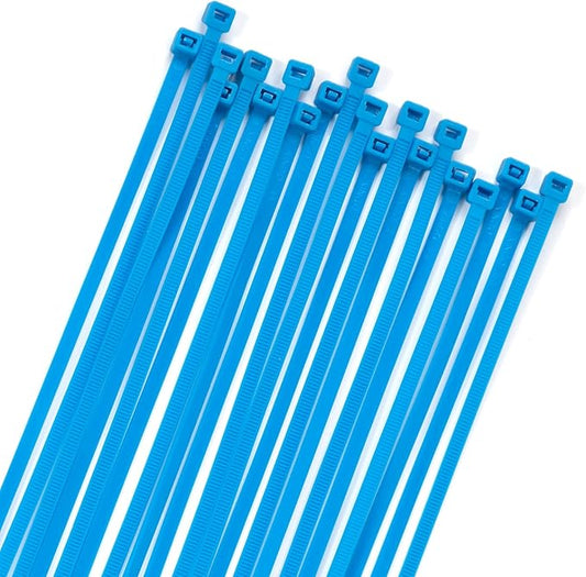 XINGO 100PCS Cable Zip Ties Heavy Duty, Premium Nylon Plastic Wire Ties with 50 Pounds Tensile Strength, Self-Locking Black Nylon Zip Ties for Indoor and Outdoor (8 inch, Blue)
