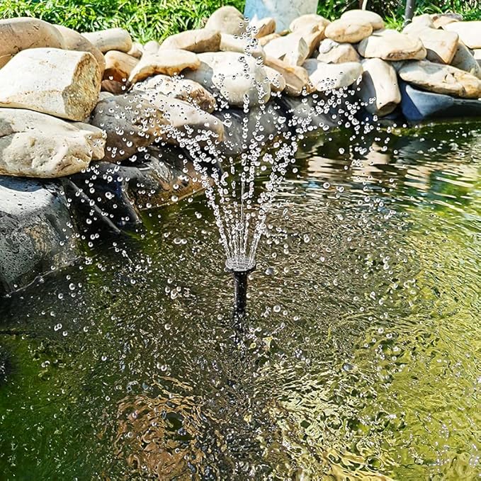 Solar Water Pump with Backup Battery and Fountain Lights for Birdbath, Fountain, Small Pond, Garden Decoration (Battery and Lights Included)