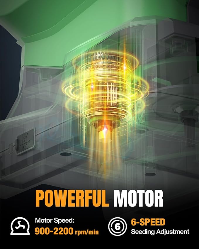 WORKPROX Battery Powered Fertilizer Spreader, 7.2V Seed Spreader for Salt, De-Icer, Earth Food, Rechargeable Grass Seed Spreader with 8-Level Settings and Holds up to 6458 sq.ft. of Product