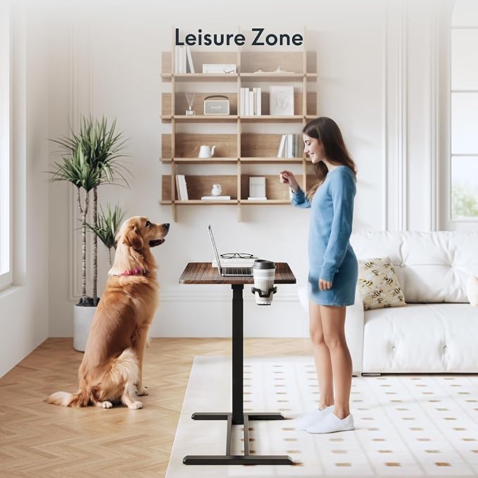 FLEXISPOT Adjustable C Table with Wheels, Mobile Snack Side End Table Sofa Couch Bedside Table Laptop Rolling Cart TV Tray Night Stand for Small Space Side Table(31.5" W x 17.7" D,Rustic Brown)