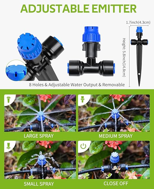 HIRALIY 210FT Drip Irrigation Kits for Plants, New Quick Connector Garden Watering System, Saving Water Automatic Irrigation Equipment for Patio Lawn