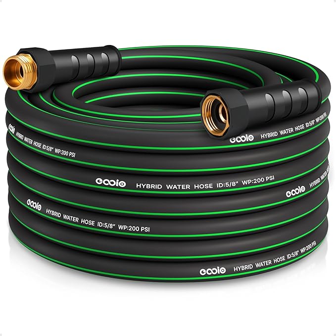 Heavy Duty Garden Hose 50ft, NON-EXPANDABLE Flexible Water Hose, Kink Resistant Lightweight Hybrid Hose, Leakproof Hose Male to Female Fittings