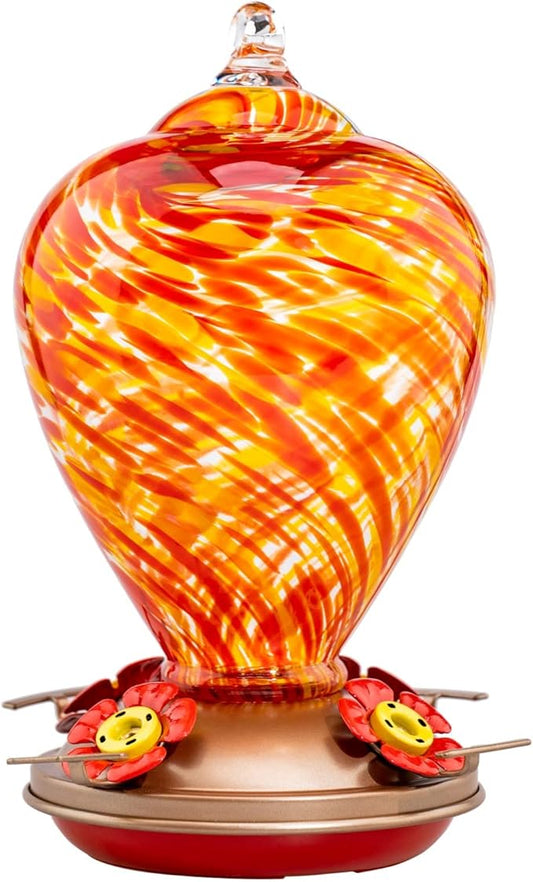 Muse Garden Hummingbird Feeders for Outdoors Hanging, Blown Glass Hummingbird Feeder, Hummingbird Gifts for Mom, Garden Backyard Decor for Outside, Unique Gifts Idea for Women, 34OZ, Daylight