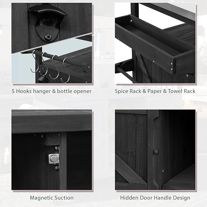 50.25" W Grill Cart with Stainless Steel Tabletop - Outdoor Storage Cabinet for BBQ, Bar Patio Kitchen Island with Ample Storage and Lockable Wheels