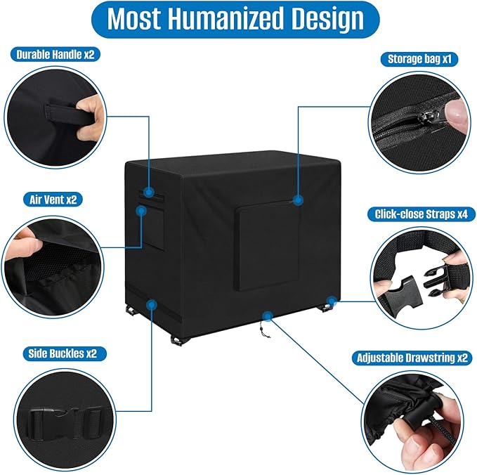 SIRUITON Outdoor Bar Cart Cover for 34 Inch Portable Outdoor Table, Heavy Duty 600D Oxford Fabric Outdoor Waterproof BBQ/Worktable Metal Movable Table Cover