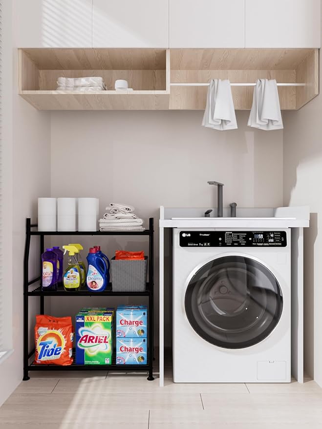 3-Tier Plant Stand Indoor Outdoor, Waterproof Metal Plant Shelf for Multiple Flower Planter Holder, Small Plant Stands for Patio Garden Living Room, Black