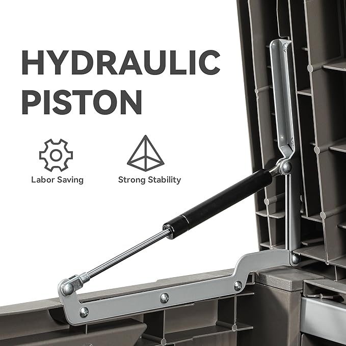 YITAHOME 120 Gallon Outdoor Storage Deck Box, Large Resin Patio Storage for Outdoor Pillows, Garden Tools and Pool Supplies, Waterproof, Lockable (Light Brown)