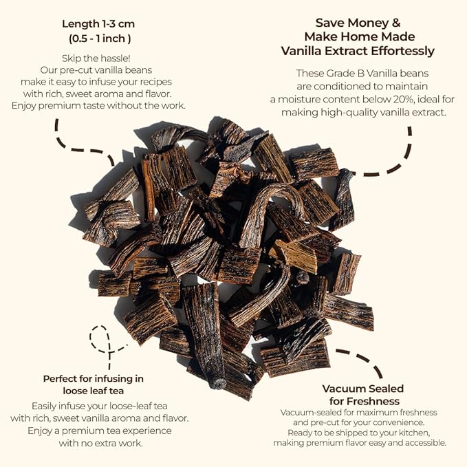 1 lb Vanilla Bean Splits, Cut From Whole Extract Grade B VanillaBeans For Making Vanilla Extract | Non-GMO. Perfect For Homemade Extract, Baking, VanillaPowder, & Icecream. by NYVanilla