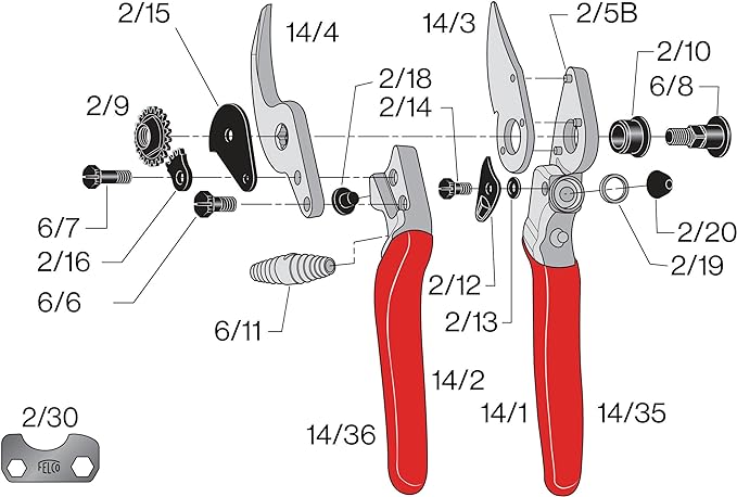 Felco F 14 Pruning Shears – 7.1" Garden Clippers for Small Hands with Bypass & Anvil Blades | Hand Pruners for Gardening | Garden Tool Cutter with Forged Alloy Steel Build, Lightweight Swiss Design