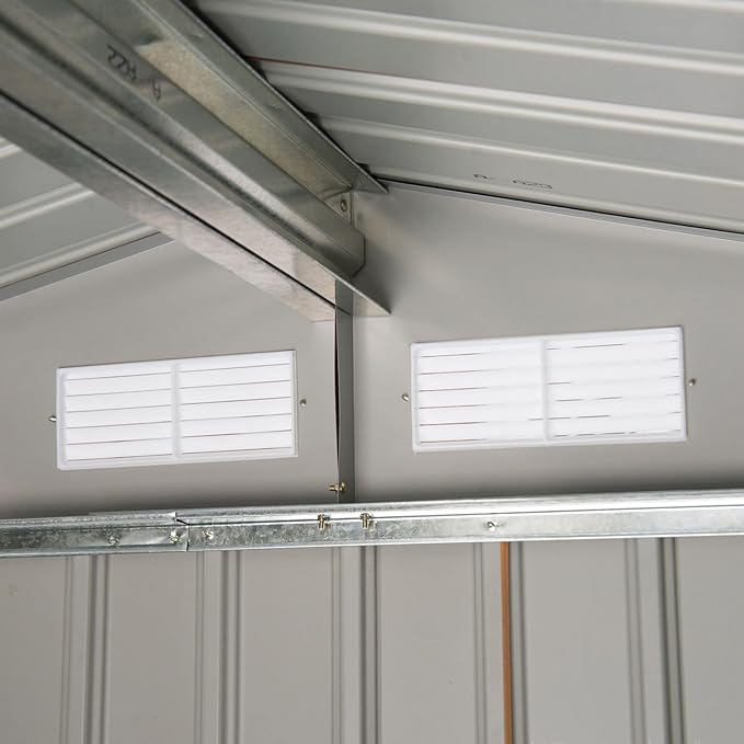 Outsunny 7' x 4' Outdoor Storage Shed, Garden Tool Metal Shed with Foundation Kit, Double Lockable Door, Air Vents and Sloping Roof, for Backyard, Patio, Lawn, Yellow