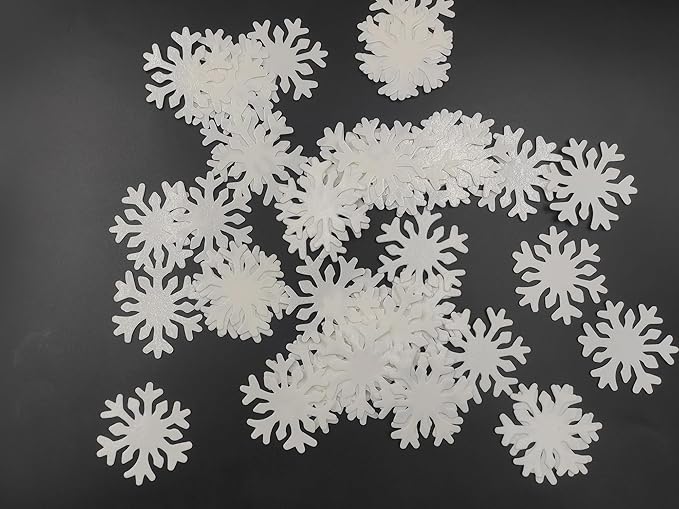 50pcs Edible White Snowflakes for Cake Decorating Cupcake Toppers for Christmas Winter frozen Theme Birthday Party Decorations