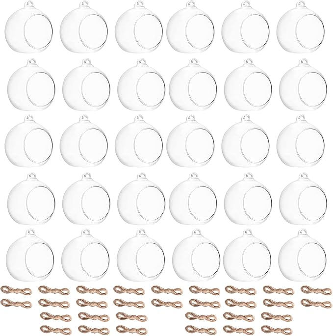 3.15"/ 8cm Hanging Tealight Candle Holder Glass Globes Air Plant Orb Glass Candlestick Lights Terrariums Candles Terrarium Vase Containers Home Decor Indoor Outdoor Garden DIY Gifts (30)