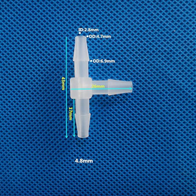 Unifizz T - Piece Hose Equal Paths Tube Accessories,4.8mm Equal Paths Plastic Hose Tube Connector For Cooling Watering Irrigation, Transparent, 10Pcs