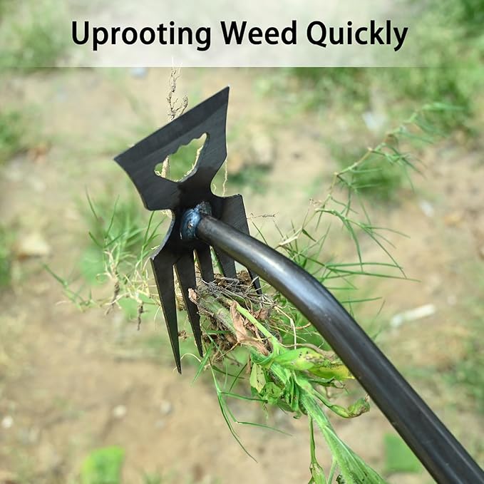Weed Puller Tool, Time-Saving Garden Tools, Upgraded Hadfield Steel Weeding Tool Multifunctional Weeder, Dandelion Weed Puller Tool Gardening Tools for Yard, 5 Teeth