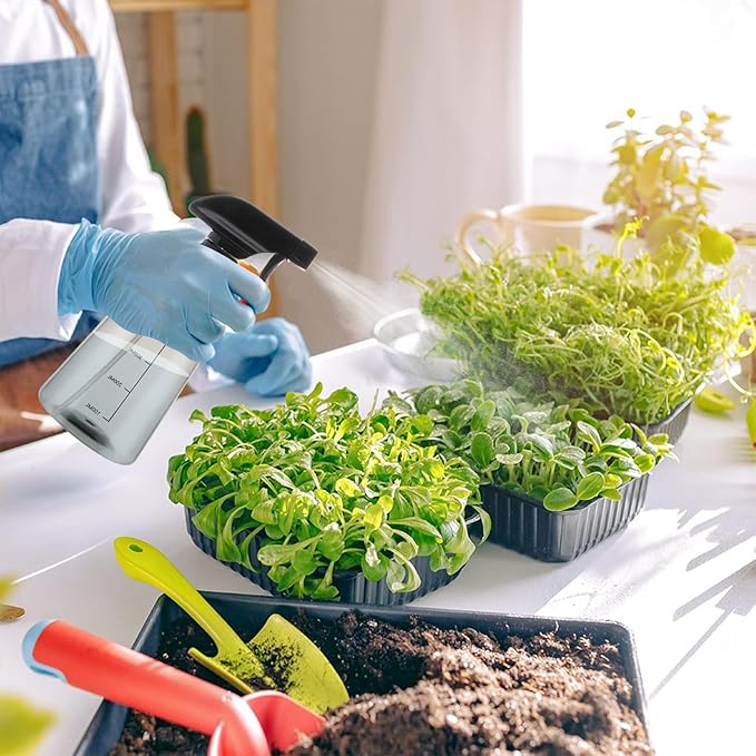 driew Plant Mister Spray Bottle, 13.6oz 400ML Plant Mister Water Spray Bottle with Scale for Plants Misting Bottle Water Fine Mist,Grey