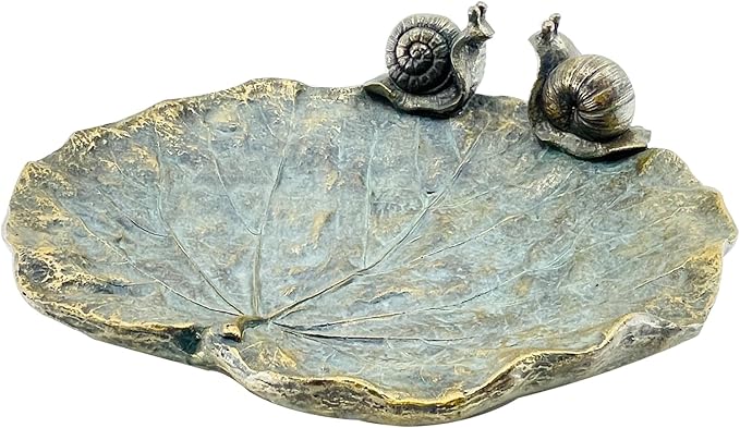 Bird Baths for Outdoors, Wild Birdfeeder, Antique Outdoor Garden Resin Birdbath Bowl for Outside Yard Table Decor (Snail Bird Feeder)