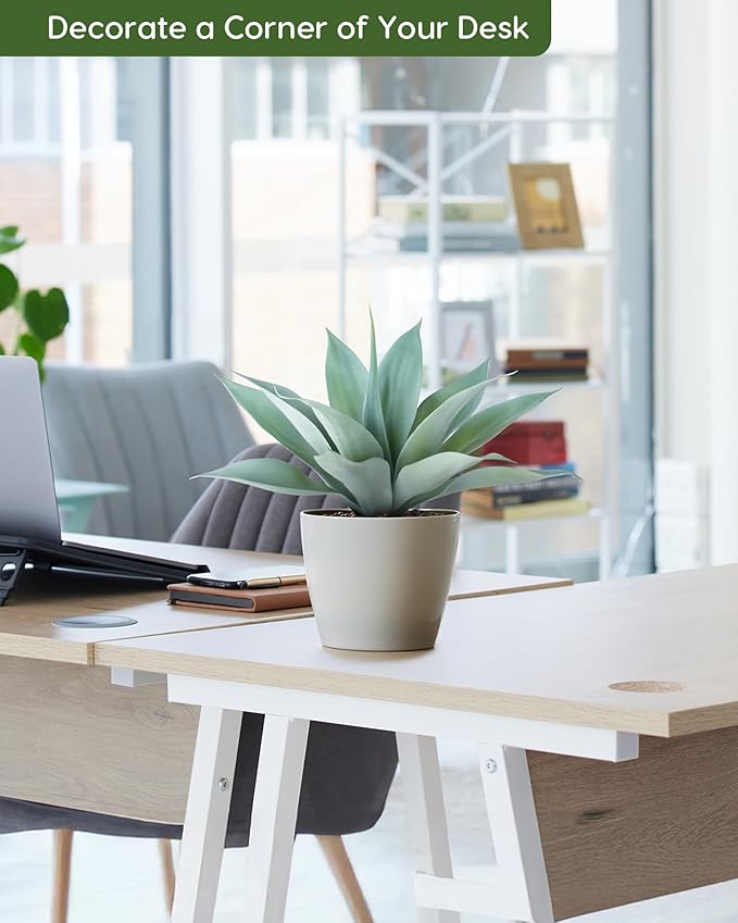 Velener Artificial Outdoor Blue Agave Plant - Small Size UV Resistant Fake Agave Plants for Indoor and Outdoor Decor(14 Inch)-2 Pack