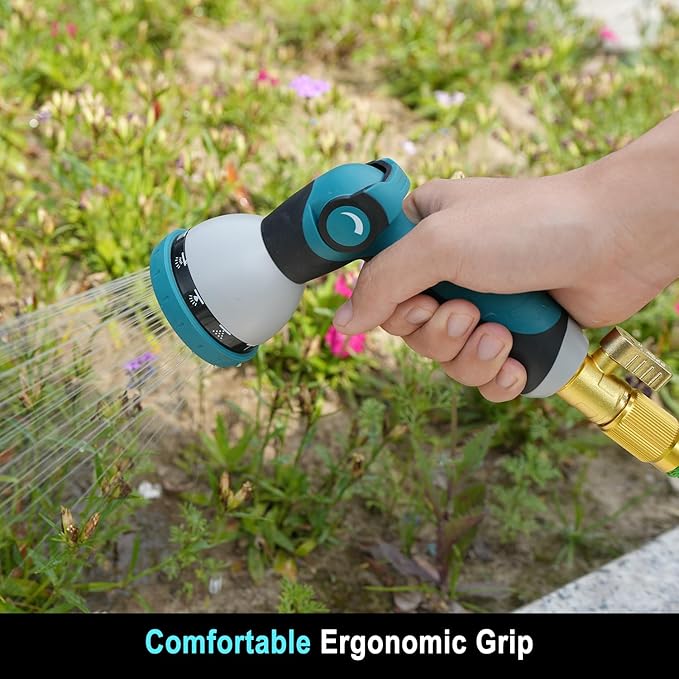 Hose Nozzle, Garden Hose Nozzle with 10 Spray Patterns, Thumb Control On Off Valve, Adjustable and Heavy Duty for Washing Car, Watering Plants, Washing Pets, and Home Use