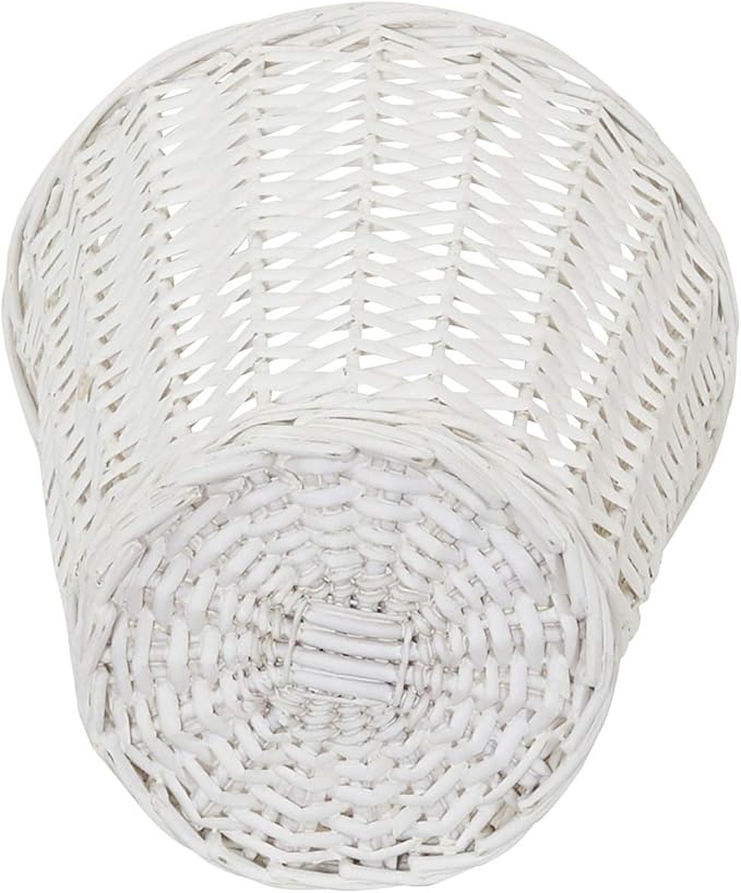 Household Essentials Wicker Waste Basket, Willow Weave Painted White, Includes Plastic Liner, Great as a Waste Basket or Decorative Planter, White