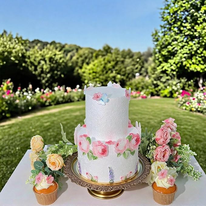 100 Pcs Edible Flowers Cupcake Toppers Cake Decorations Wafer Paper Pink Rose & Cherry Blossom & Butterfly for Wedding Cakes Birthday Parties