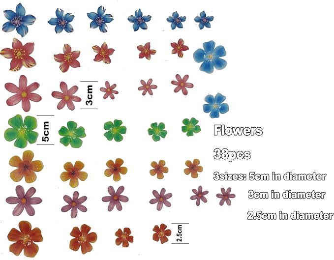 90pcs Edible Butterfly, Flowers and Turtle Back Leaves Cake Topper Cupcake Toppers Wedding Themed Party Birthday Cake Decoration Mixed Size & Colour(Tasteless)