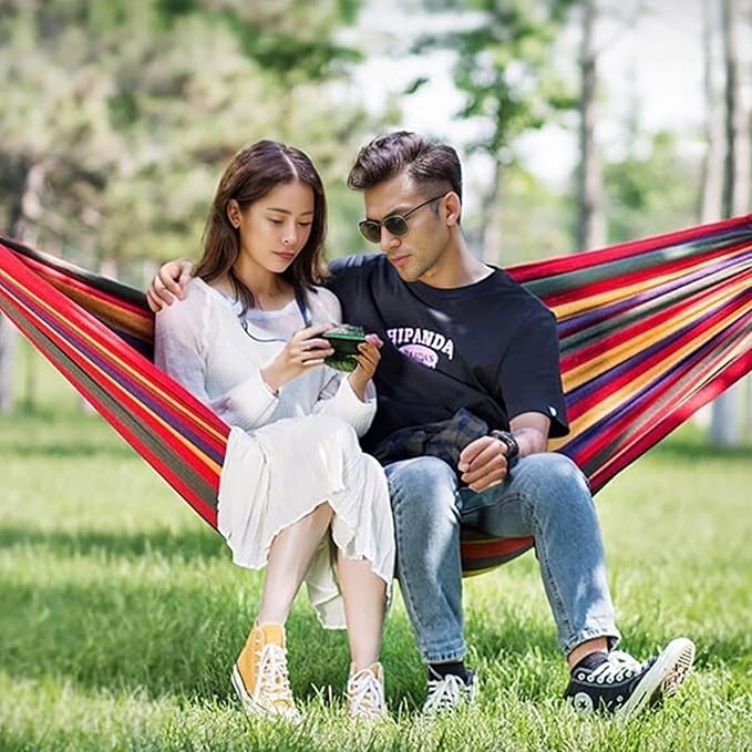 Durable Hammocks 660 Lbs Capacity, Camping Essentials Hiking Gear Accessories Max 2 X Tree Straps & Carabiners & Duckbilled Buckle & Thicker Rope & Portable Carrying Bag Included (red)