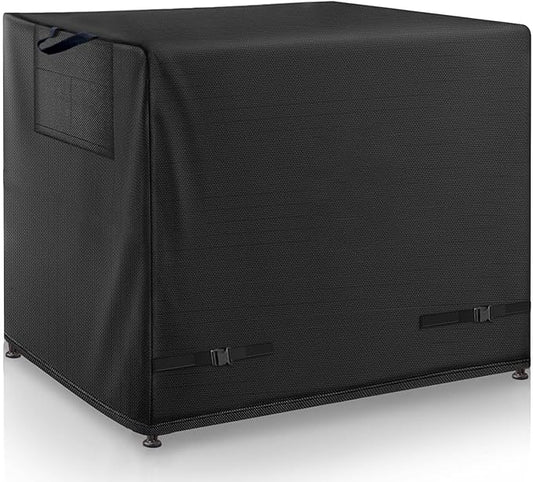 Outdoor Dining Table Cover - Heavy Duty Waterproof Cover for Patio Metal Steel Slat Table, Compatible 64" x 38" Black