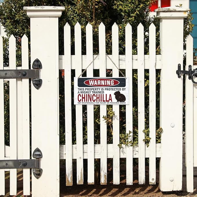 Warning Sign, Chinchilla Warning Wood Plaque Sign, Funny Door Signs, Decorative Wood Hanging Suspension Plaque, Farmhouse Wooden Wall Decor, Outdoor Hanging Wooden Signs