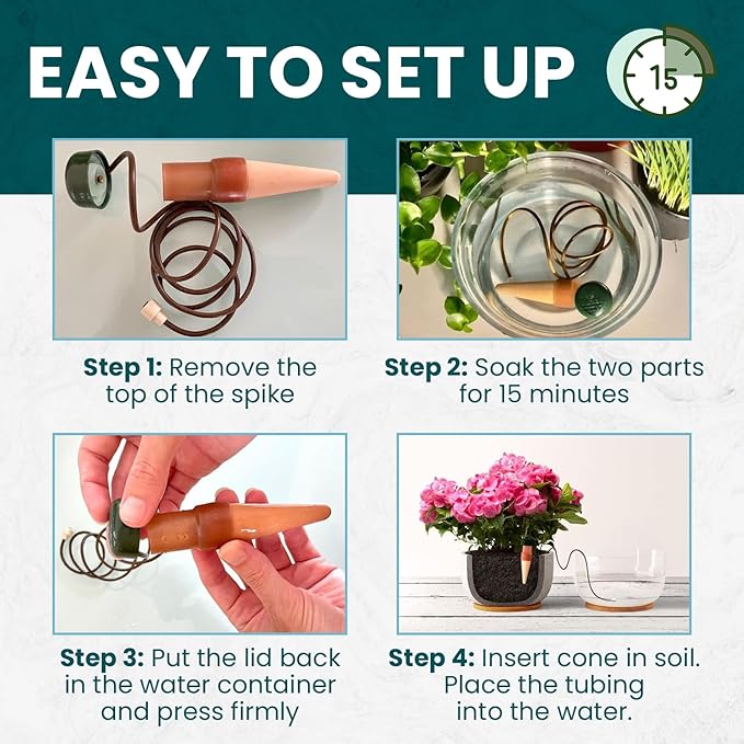 Blumat Classic Plant Watering Stakes - Self-Watering Insert for Indoor and Outdoor Plants - Automatic Slow Release Irrigation System for Potted Plants - Houseplant Care Device (14 Pack)