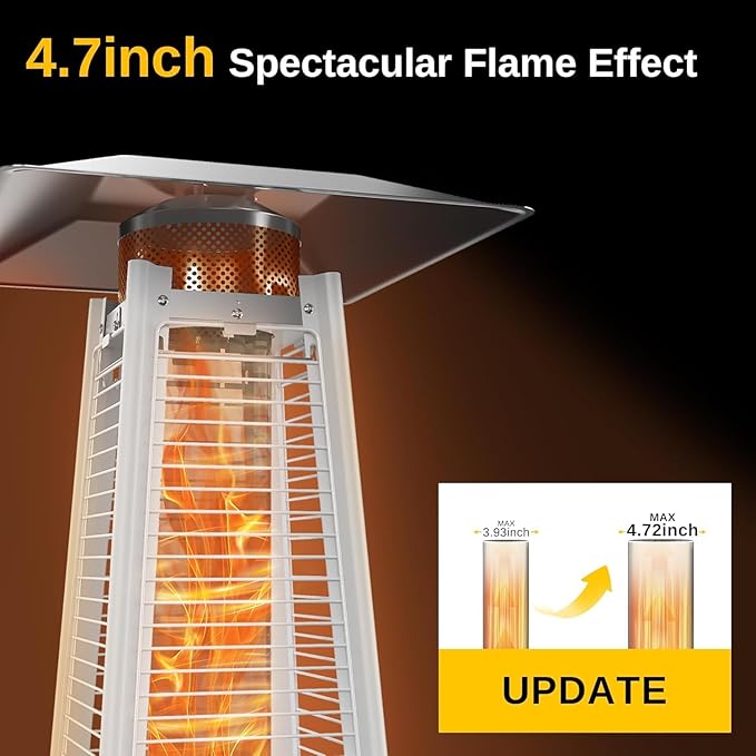EAST OAK 48,000 BTU Pyramid Patio Heater, Quartz Glass Tube Propane Outdoor Heater with Wheels, Triple Safety Protection, 2025 Upgrade for Home, Backyard & Commercial Spaces, Bronze