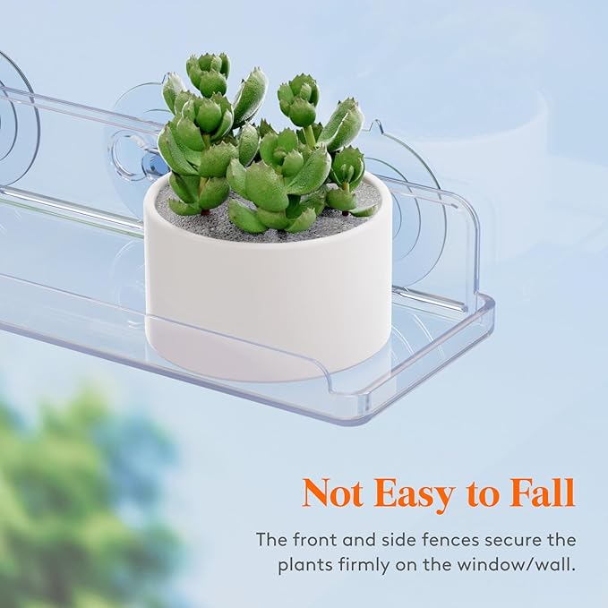 Lifewit Window Plant Floating Shelves 15 inch, 3 Pack Acrylic Suction Cup Shelf, Window Sill Extender for Indoor Succulent Plants, Micro Greens, Seed Starter Pots, Herb Planters