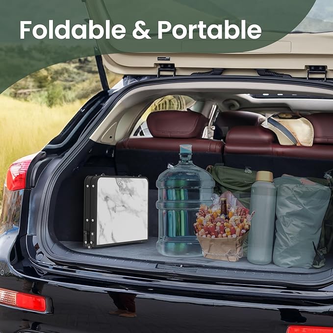 Titanker Folding Camping Table Small 2ft, Small Camp Table Portable with 50% Extra Space, Folding Picnic Table, Portable Beach Tables, Car Camping Essentials, Aluminum Light Solid