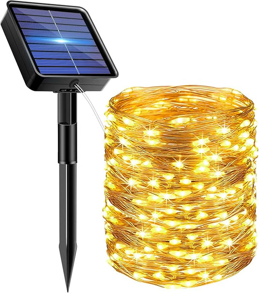 1 Pack Solar Fairy Lights for Outside Waterproof, 49FT/15M 150LED Solar String Lights Outdoor 8 Modes Solar Twinkle Lights for Garden Yard Christmas Tree Wedding Party Decor, Warm White