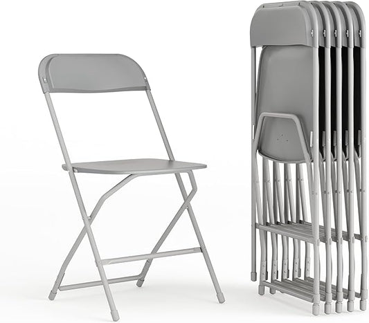 Flash Furniture Hercules Series Plastic Folding Chair - Grey - 6 Pack 650LB Weight Capacity Comfortable Event Chair-Lightweight Folding Chair