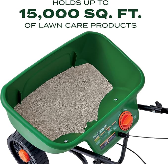 Scotts Turf Builder EdgeGuard DLX Broadcast Spreader for Seed, Fertilizer, Salt, Ice Melt, Holds up to 15,000 sq.ft. Product