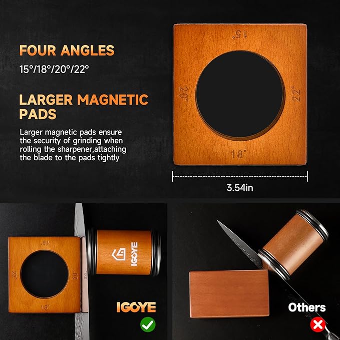 Rolling Knife Sharpener Tool Kit, Multi-Angle Diamond Roller Knife Sharpener for Kitchen Knives, Four Angles Offers 15&18& 20&22 Degree Sharpening, 4 Angle, Kitchen Gadgets & Gift