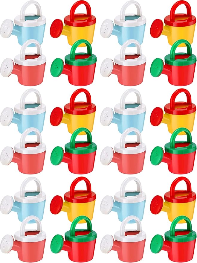 Sotiff 24 Pieces Plastic Watering Cans for Kids Watering Toys Kids Watering Can Small Toddler Garden Tools Bath Toys Beach Toys for Home Outdoor, Assorted Color