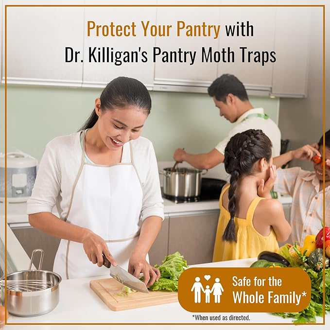Dr. Killigan's Premium Double Potent Pantry Moth Traps with Pheromones Prime, Sticky Indian Meal Moth Traps for Kitchen, How to Get Rid of Moths in House (20 Pack, Black)