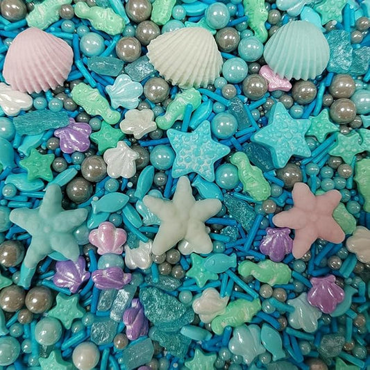 Homankit Ocean Sprinkles for Cake Decorating Edible Hippocampi Starfish Shell Fish Pearl Sugar Sprinkle for Baking Cake Cupcake Toppers Cookie Decorations Sea Theme Birthday Party Supplies