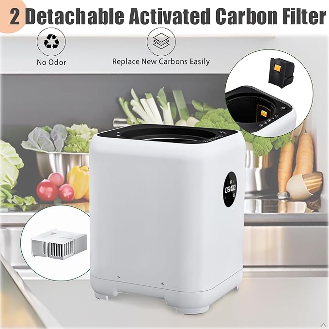 3L Electric Compost Bin Kitchen Composter Counter Top with 2 Detachable Carbon Filter, Auto-Cleaning, Smart Panel, 3 Mode Food Waste Composter for Home, Turn Waste into Dry Fertilizer Machine