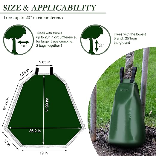 6 Pack 20 Gallon Capacity Watering Bags for Plant, 6-8 Hours Slow Release Tree Water Bags, Reusable Tree Watering Bag, Premium PVC Irrigation Bags, Sapling, Plant
