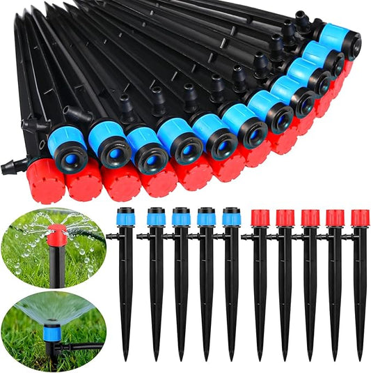 120 Pcs Drip Irrigation Emitters for 1/4'' Drip Irrigation Tubing 60 Irrigation Emitters Sprayer 60 Adjustable 360 Degree Water Flow Drippers for Patio Lawn Garden Watering
