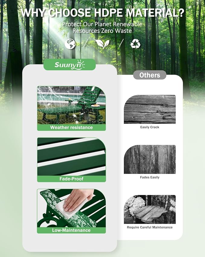 Lounge Chair Outdoor Set of 4 with Wheels, Adjustable 6-Position Chaise Lounge Outdoor, Patio Lounge Chair for Poolside Backyard, Green