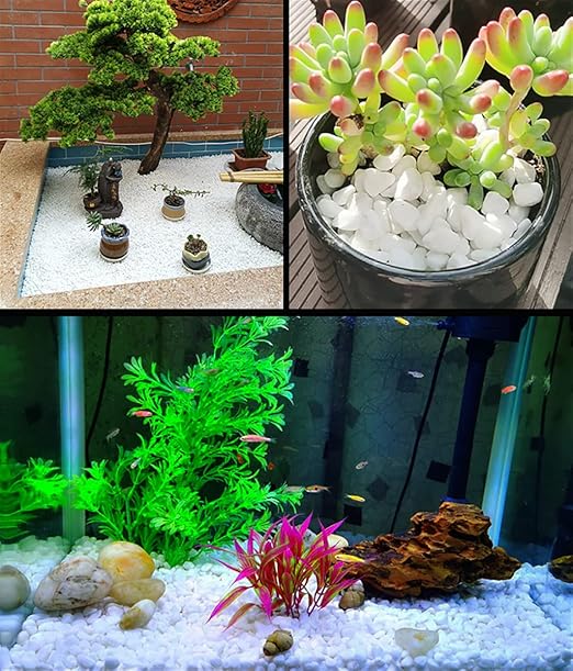 HOT SEAL 2.0 LB White Aquarium Gravel Pebbles 3/8", Natural Decorative Aquarium Substrate Small River Rocks, Mini Pebbles Stone for Fish Tank, Aquatic Plant Bonsai, Hydrophyte