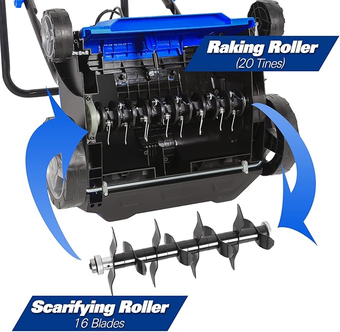 BILT HARD Dethatcher Scarifier Electric Powered, 12 Amp Copper Motor 13 inch Raking Width, 8 gal Thatch Bag, 2 in 1 Walk Behind Thatch Removing Machine for Lawn