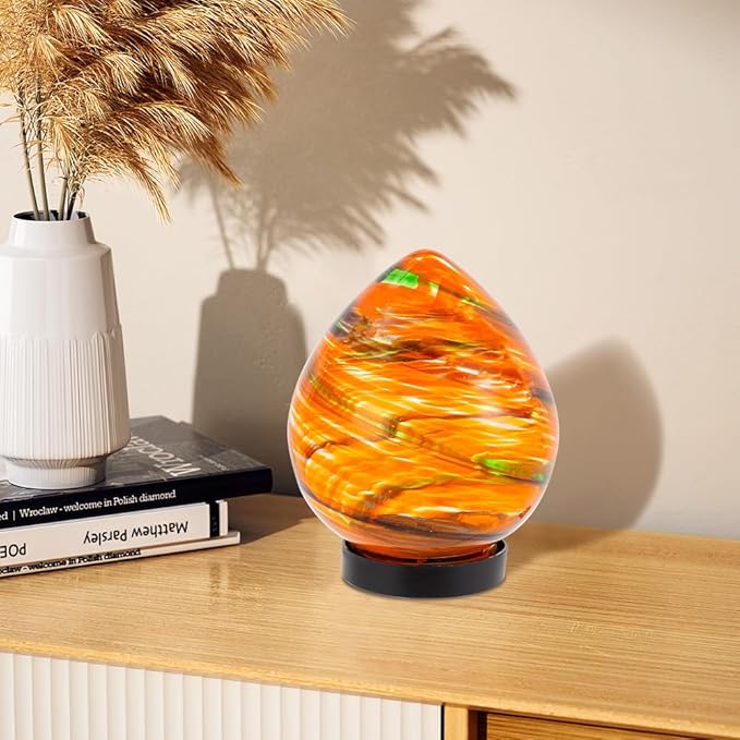 Table Solar Lanterns Outdoor Waterproof LED Desktop Decorative Lanterns 6.7" Glass Solar Globe Lights,Outdoor Garden Lights for Patio Porch Table Decor Gardening Gifts for Women(Orange)