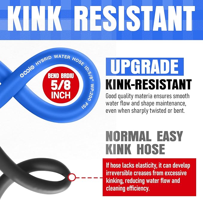 Heavy Duty Garden Hose 6 ft, Non-Expanding Flexible Water Hose, Kink Resistant Lightweight Hybrid Hose, Leakproof Hose Male to Female Fittings