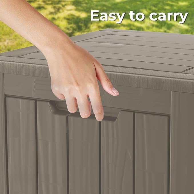 50 Gallon Outdoor Storage Box Waterproof Lockable Resin Deck Box Large, Patio Storage Bin for Pool Accessories Cushion Furniture, Garden Tools, UV-Resistant Outside Delivery Grey