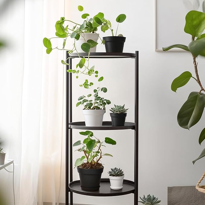 T4U 4 Inch Plant Pots 8-Pack, Small Flower Pots with Drainage Hole and Saucer, Decorative Nursery Pot Bulk for African Violet, Snake Plant, Succulent, Herb and Plants Indoor (8 Pcs 4" Pots, Black)