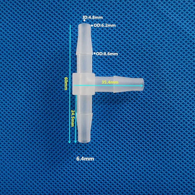 Unifizz T - Piece Hose Equal Paths Tube Accessories,6.4mm Equal Paths Plastic Hose Tube Connector For Cooling Watering Irrigation, Transparent, 10Pcs